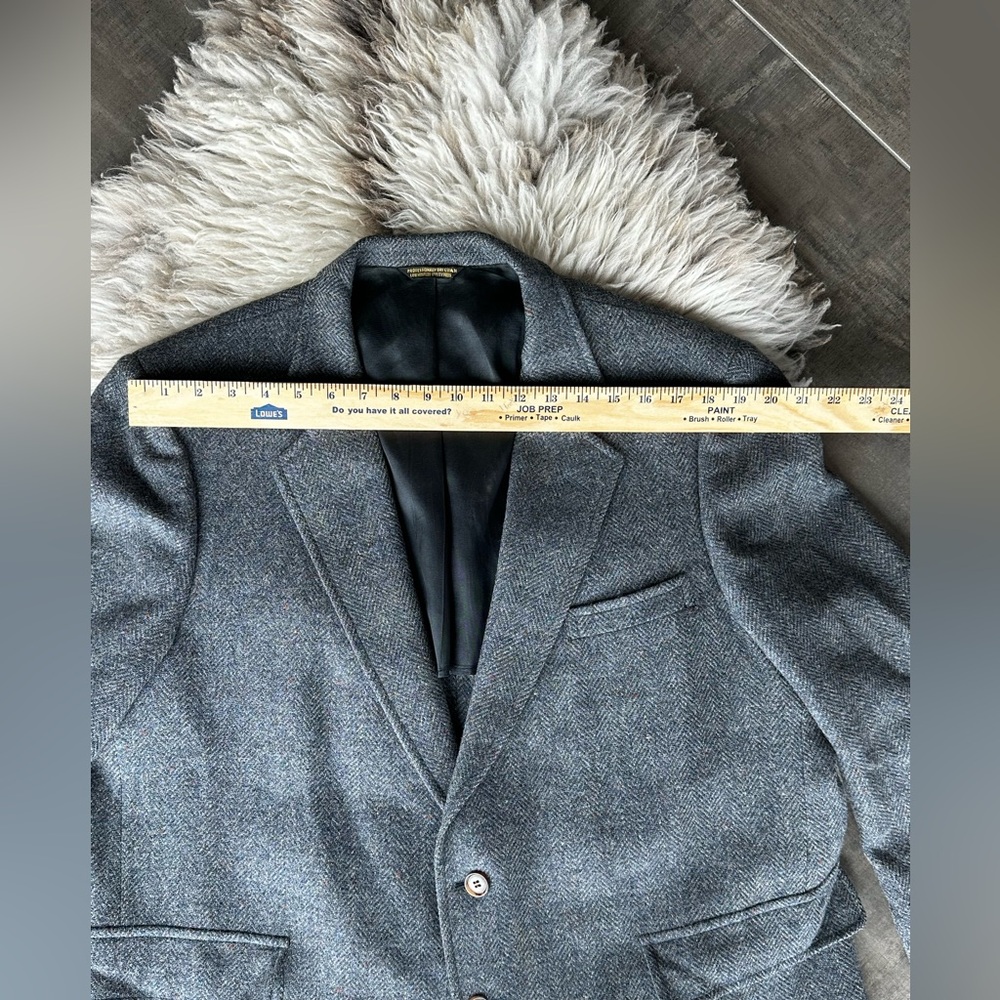 Vintage John Weitz Ivy Tweed Blazer 42R Gray/Blue Herringbone Wool USA - Picture 8 of 13